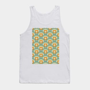 Retro Waves and Flowers Aqua, Teal, Orange Tank Top